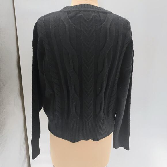Karl Lagerfeld Womens Cable Neck Mock Knit Sweater, Black Medium - Picture 11 of 14